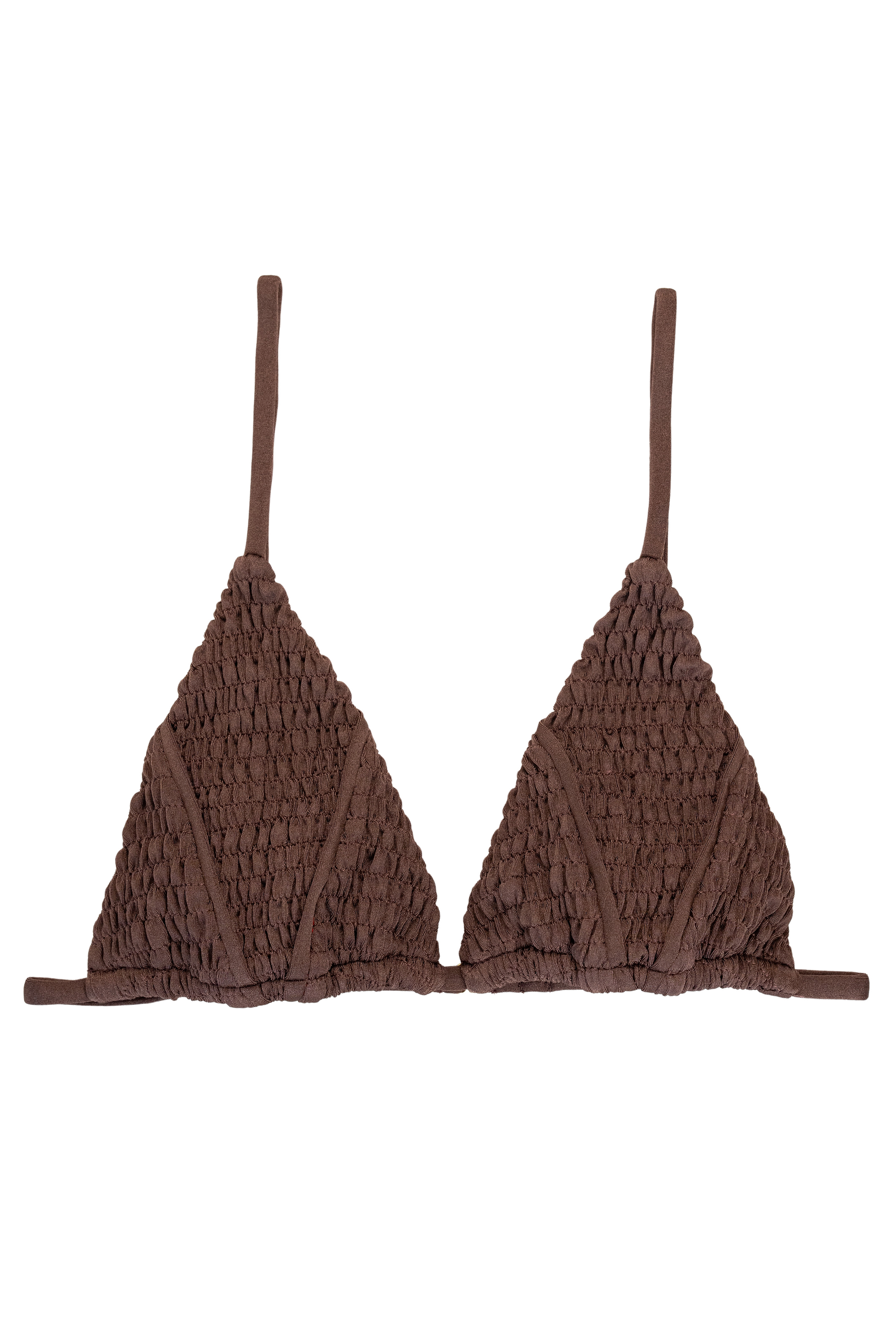 Gaia Panelled Triangle Bikini Top - Espresso