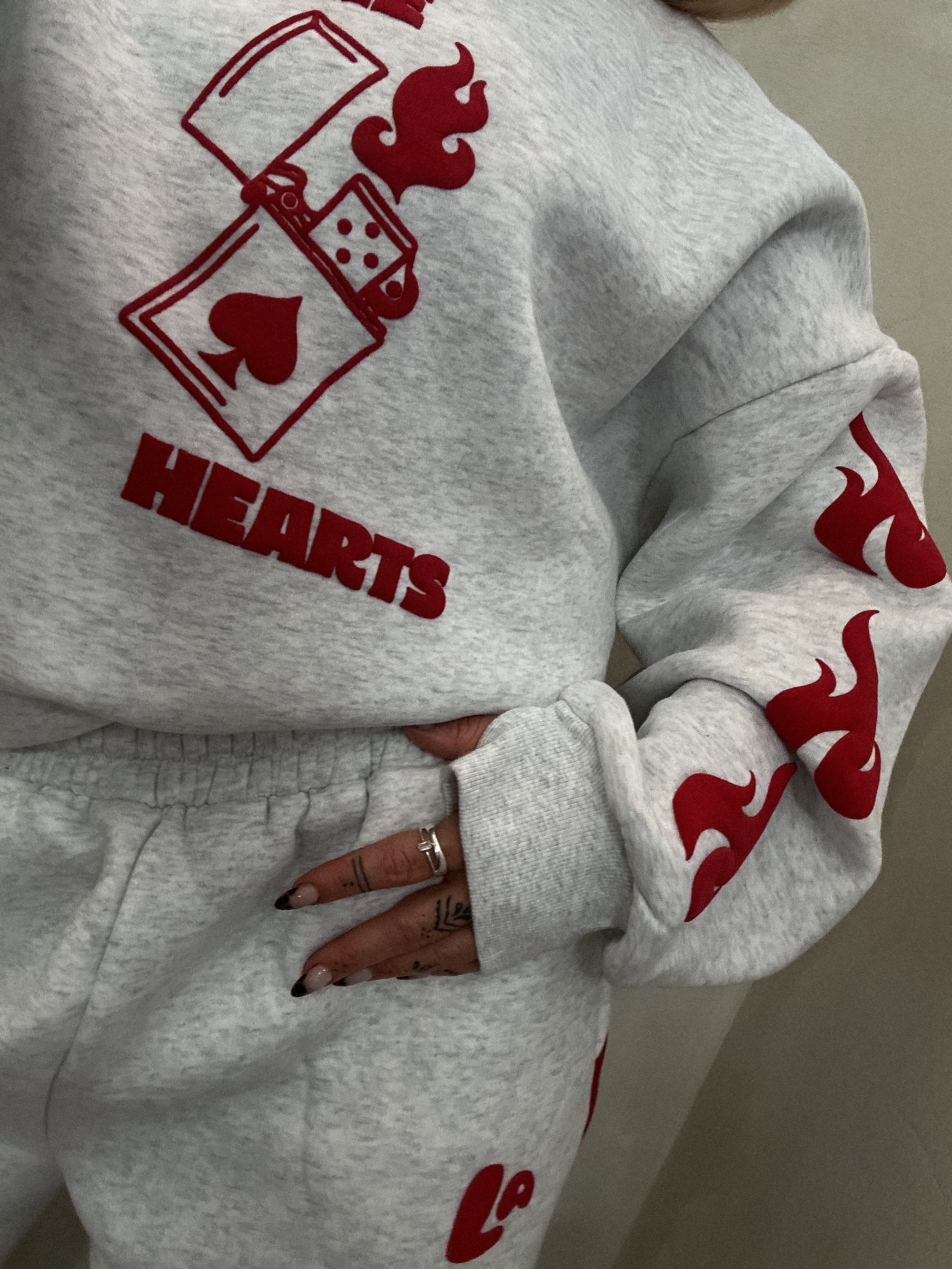 FLAME HEART SWEATER - GREY