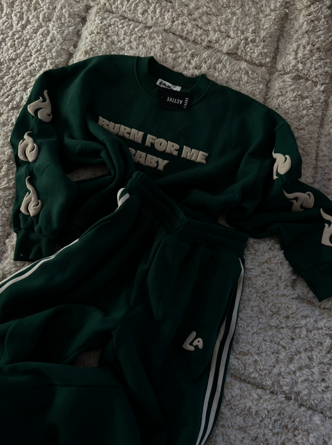 BURN FOR ME BABY TRACK PANTS - GREEN