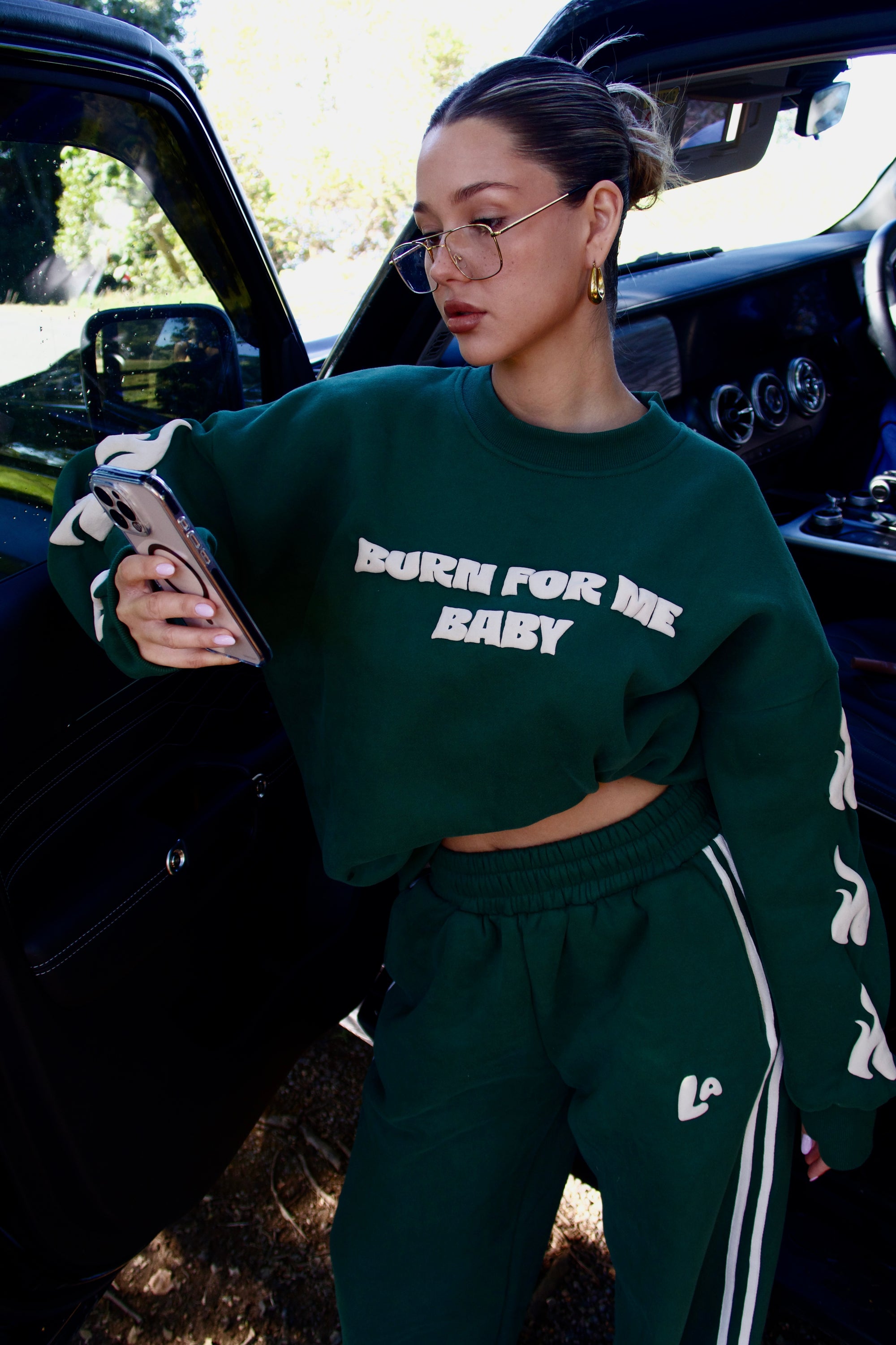 BURN FOR ME BABY TRACK PANTS - GREEN