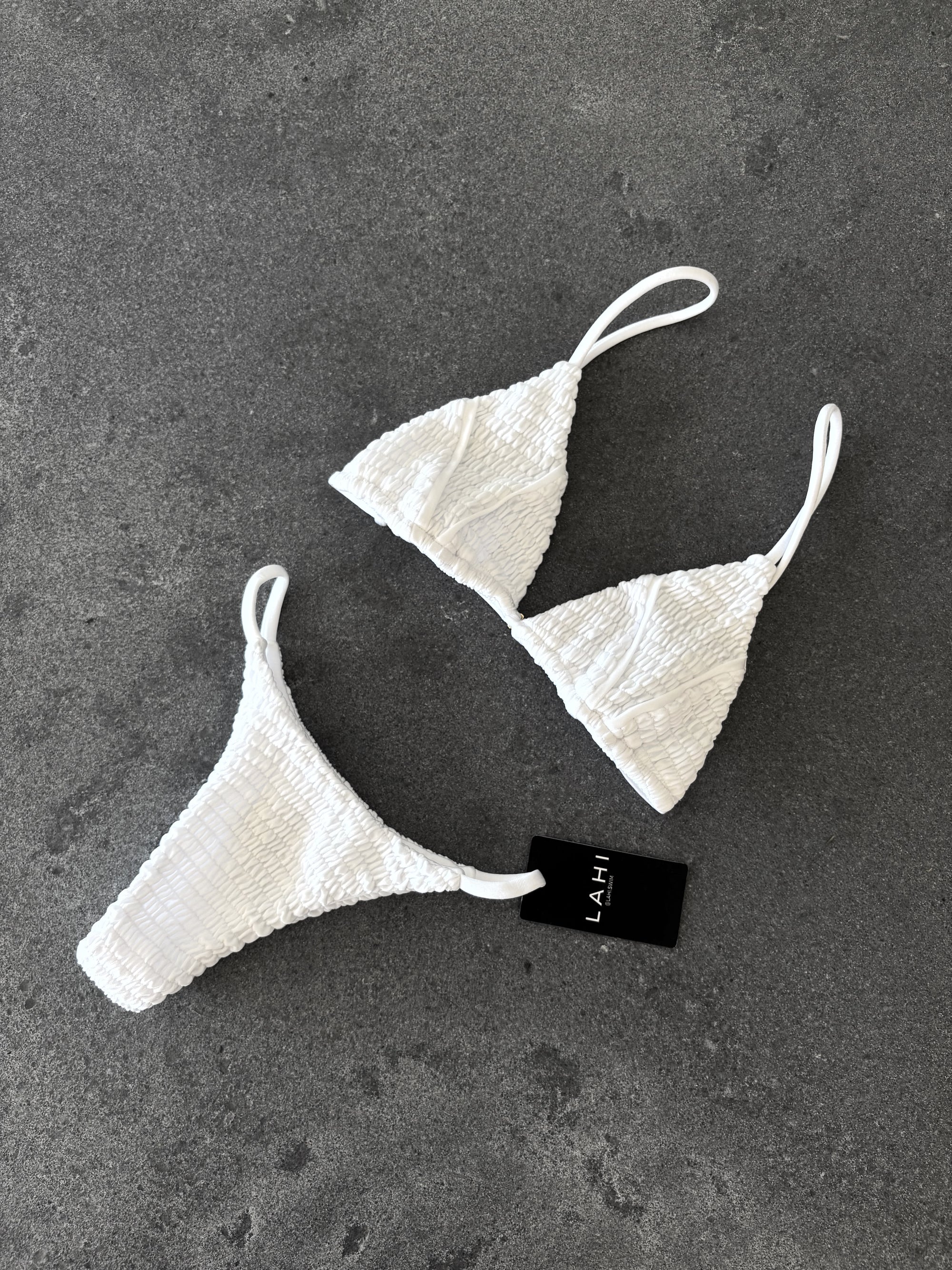 Gaia Panelled Triangle Bikini Top - White