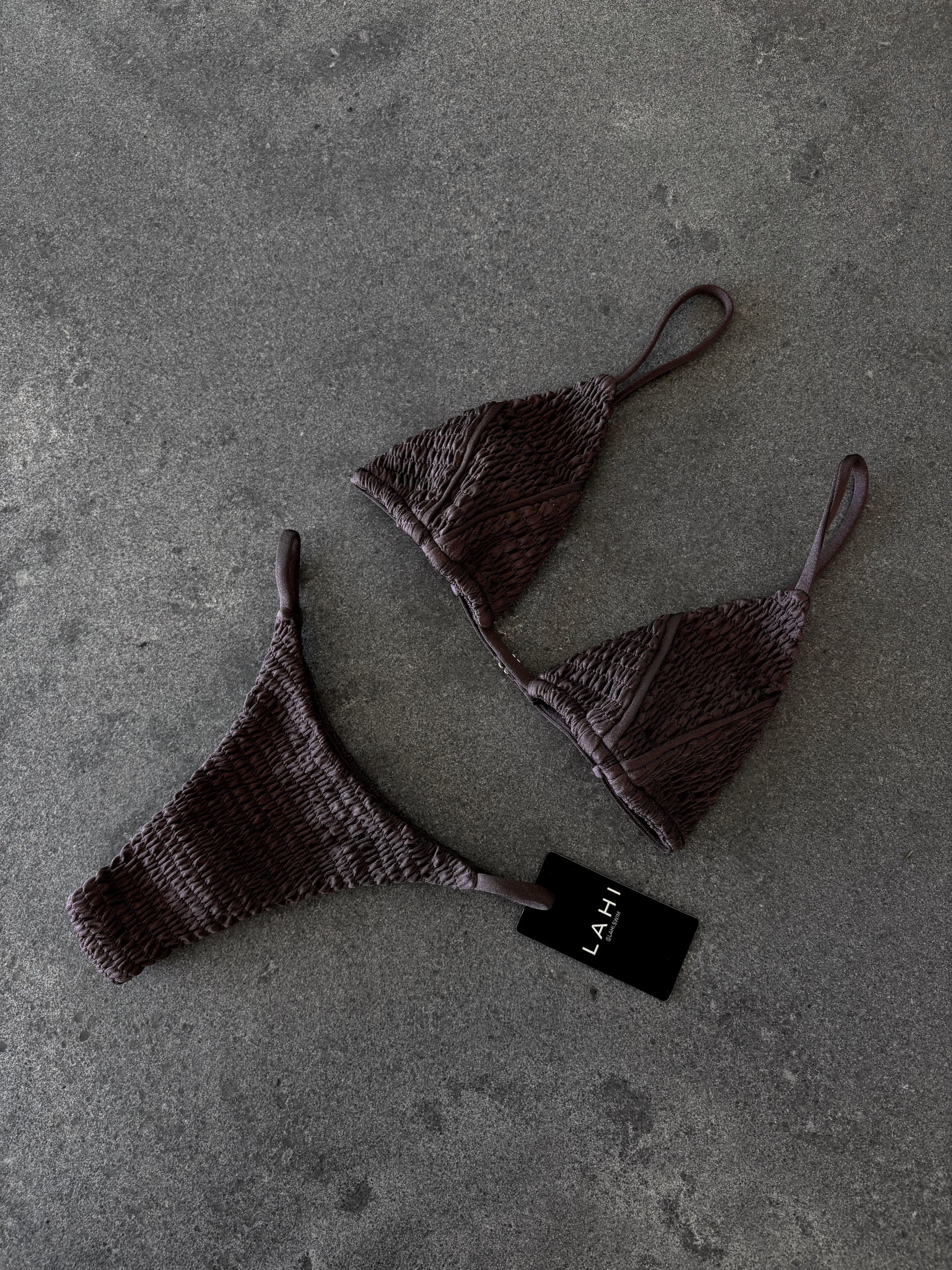 Gaia Panelled Triangle Bikini Top - Espresso
