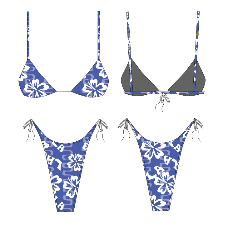 BLUE HAWAIIAN PIPER TRIANGLE TOP - PRE-ORDER